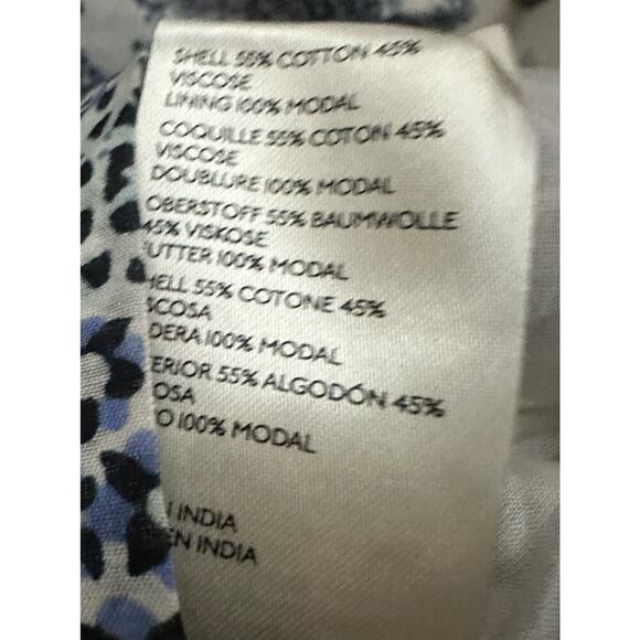 ANTHROPOLOGIE V-Neck V-Back Plunge Blue Dot Floral Tunic Mini Dress Size Small - Picture 5 of 6